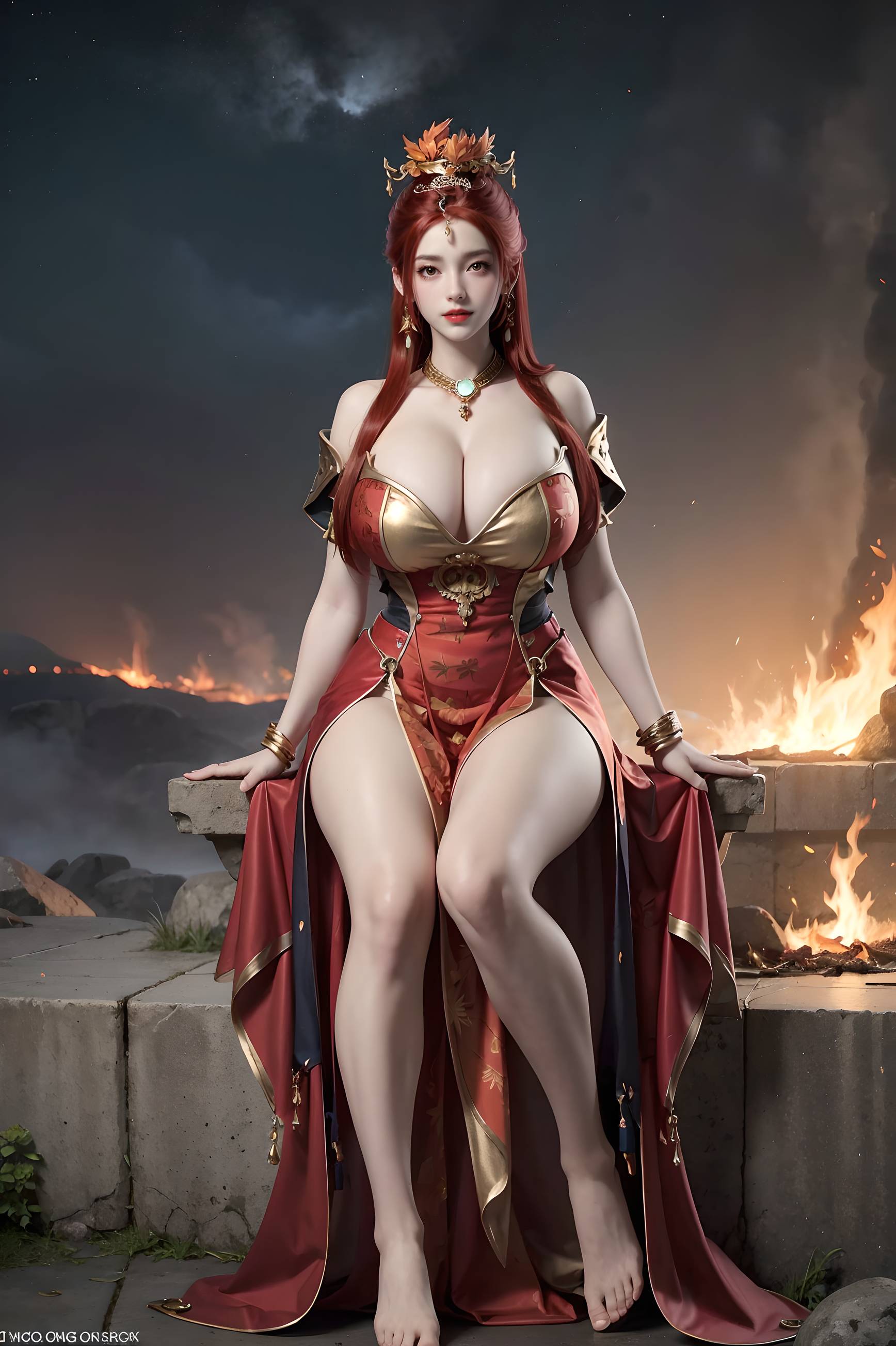 图片[86]-完美世界-曼珠沙华 户外红色礼服-六色网