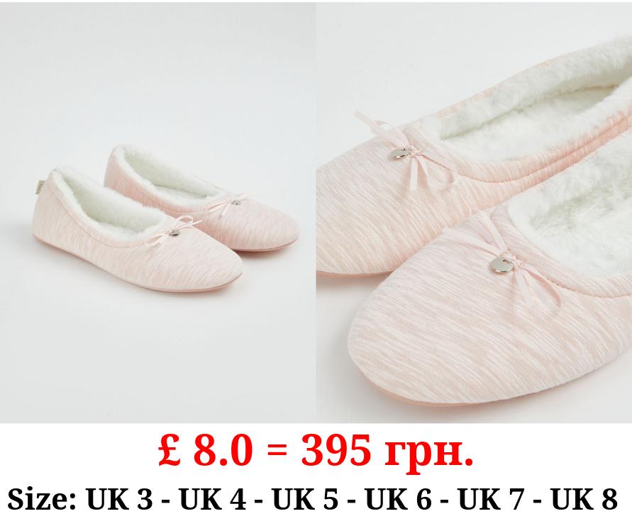 Pink Faux Fur Lined Ballet Slippers