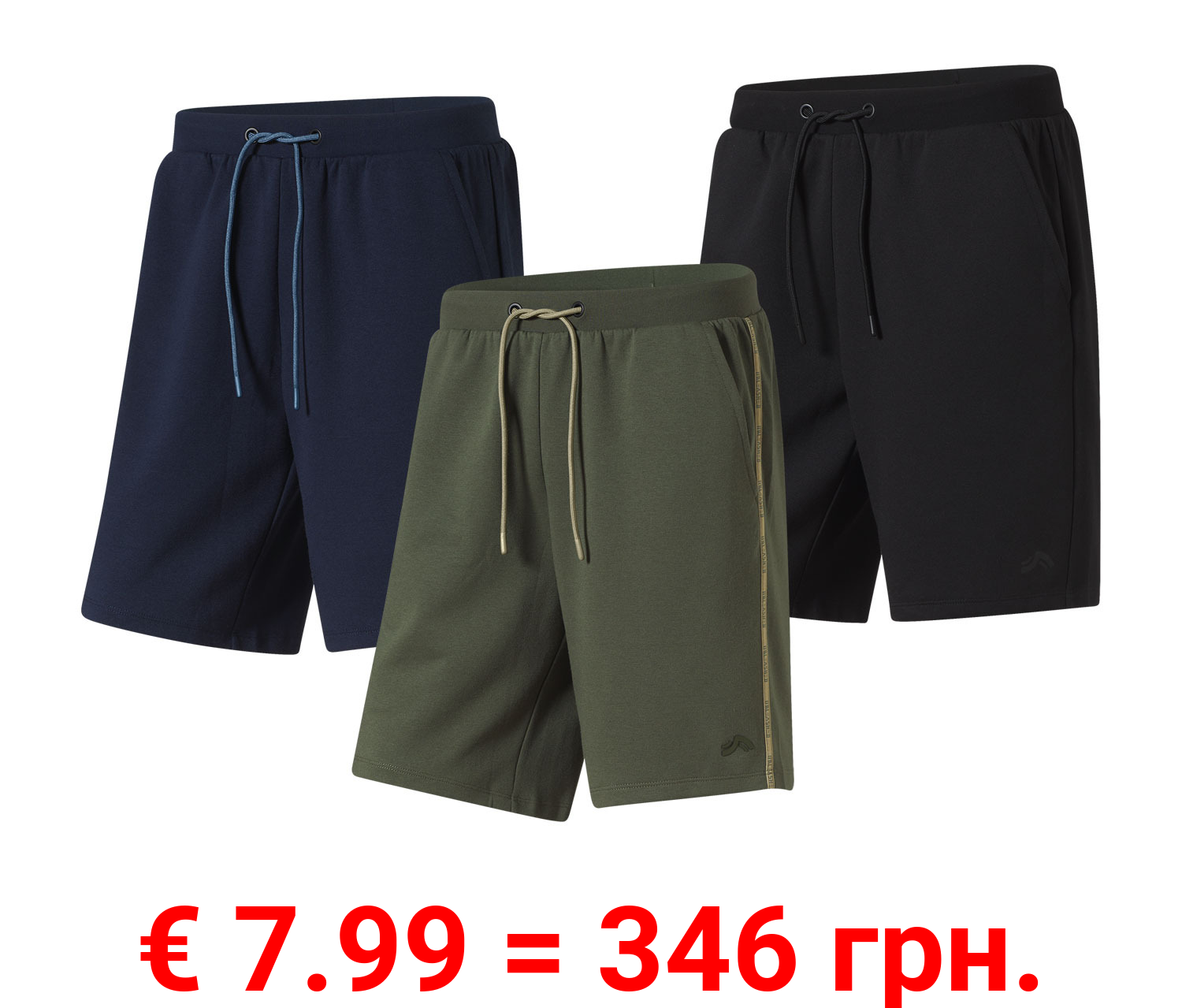 CRIVIT Herren Sweatshorts Double Knit, mit HeiQ Mint Technologie