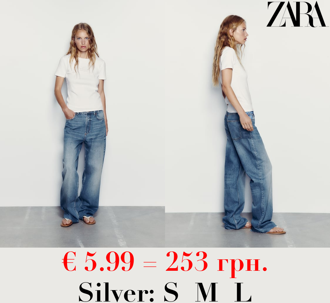 T-SHIRT WITH SHIMMER AND SLOGAN