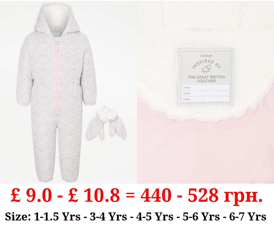 Ditsy Floral Padded Snowsuit and Mittens