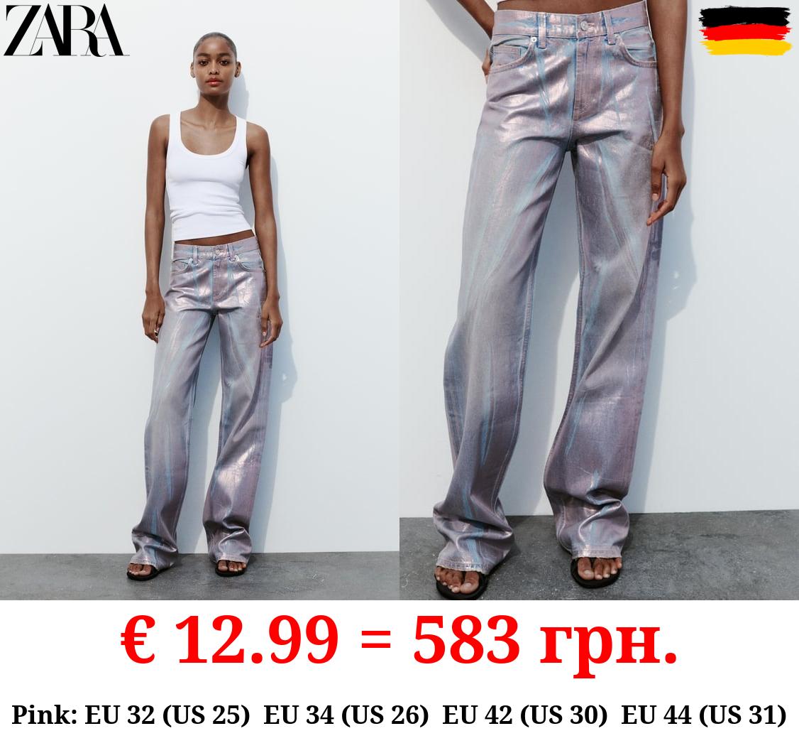 MID-RISE FULL-LENGTH TRF JEANS WITH FOIL FINISH