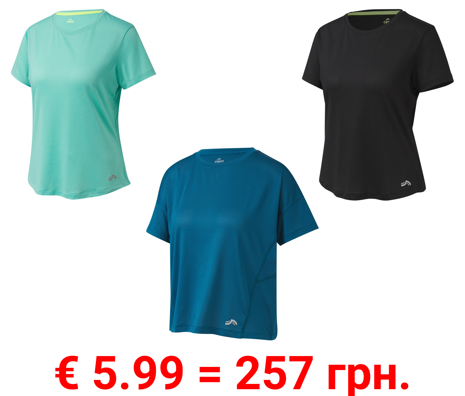 CRIVIT Damen Funktionsshirt, kurzarm
