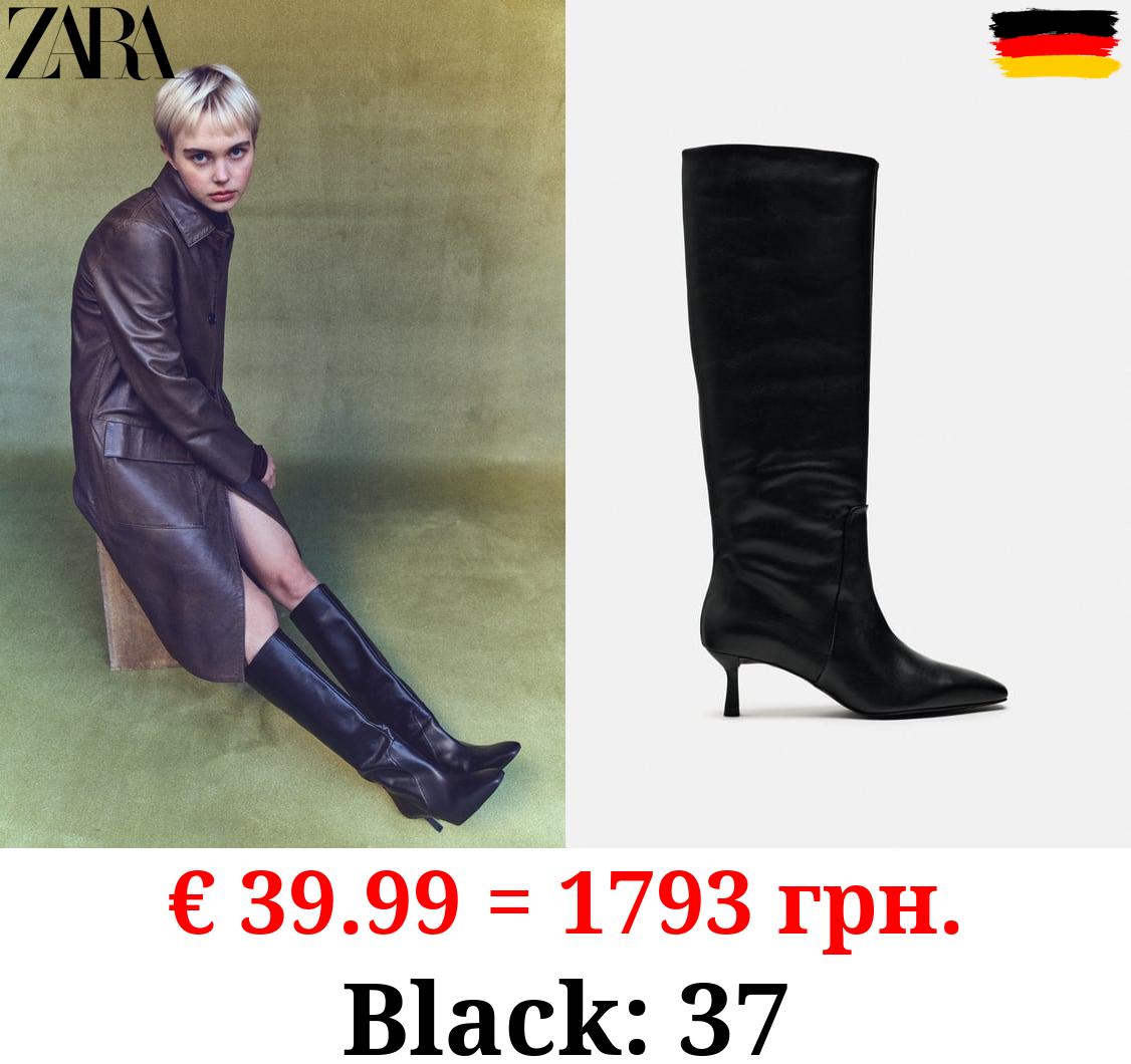 LEATHER HIGH-HEEL BOOTS