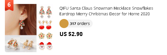 QIFU Santa Claus Snowman Necklace Snowflakes Eardrop Merry Christmas Decor for Home 2020 Christmas Gift Xmas Decor New Year 2021
