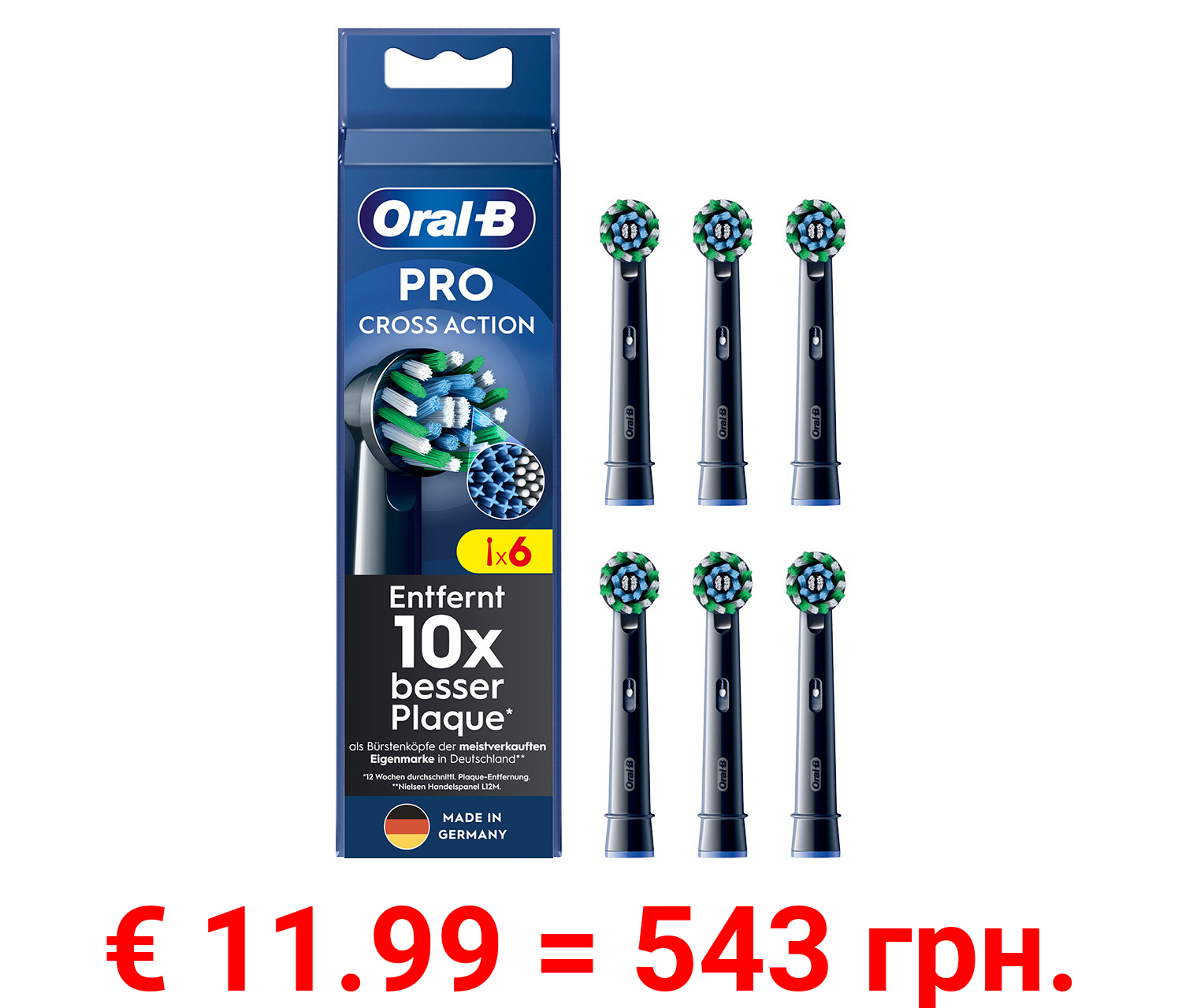 Oral-B Aufsteckbürsten Pro CrossAction Schwarz 6er