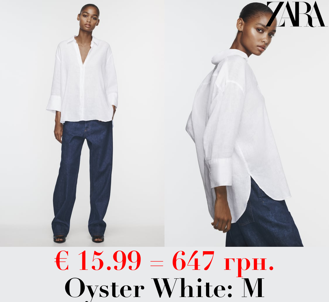 LINEN SHIRT WITH AN ASYMMETRIC HEM