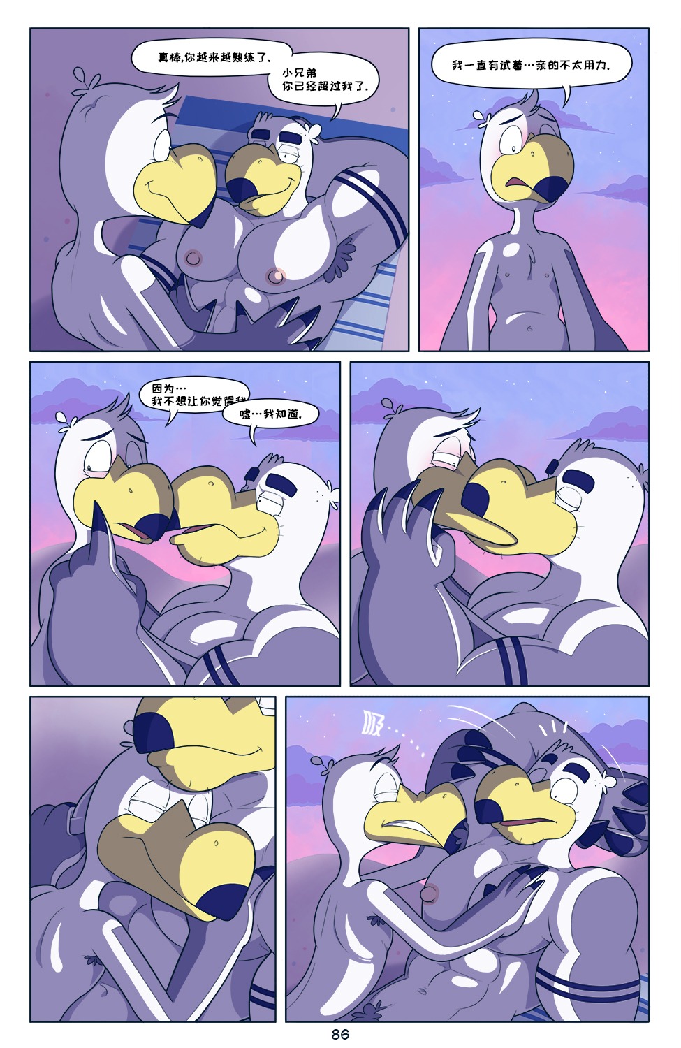 Ayden (Brogulls) and Bailey (Brogulls) - Digital Media Artwork of Anthro Avian Gay Porn with Big Muscles