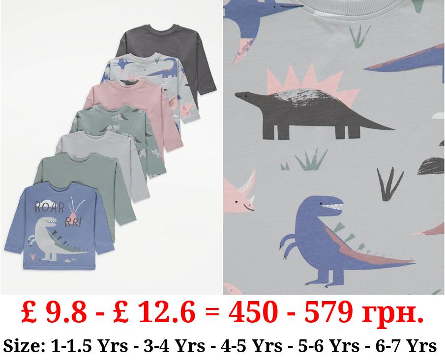 Assorted Dinosaur Print Long Sleeve Tops 7 Pack