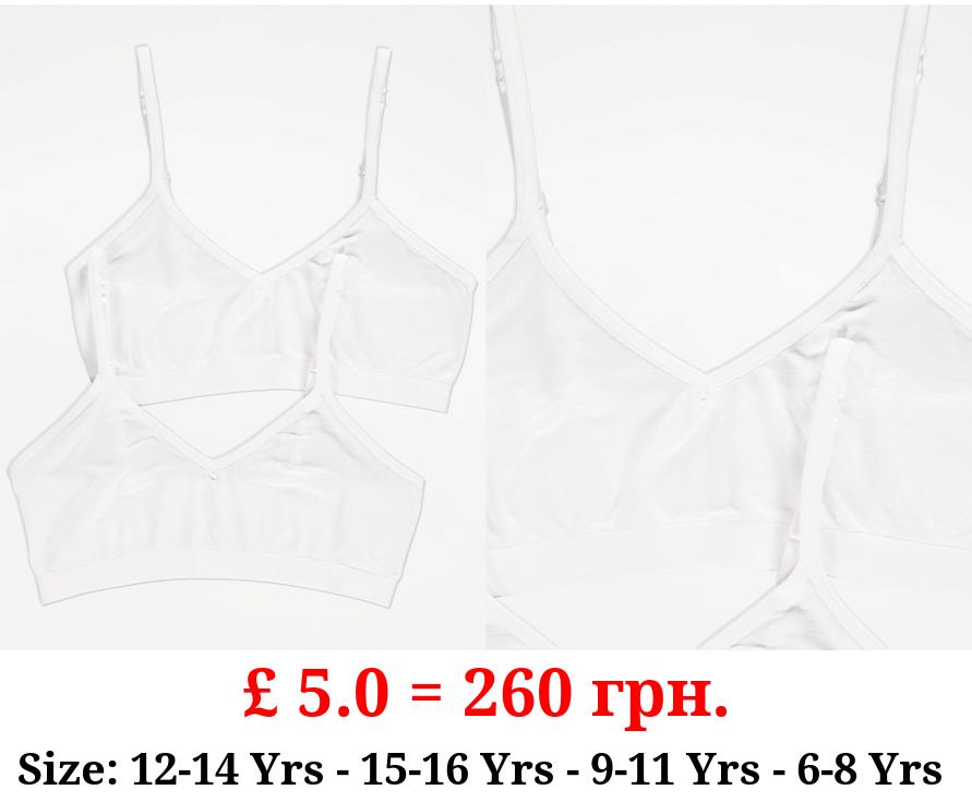 White Strappy Seam Free Crop Tops 2 Pack