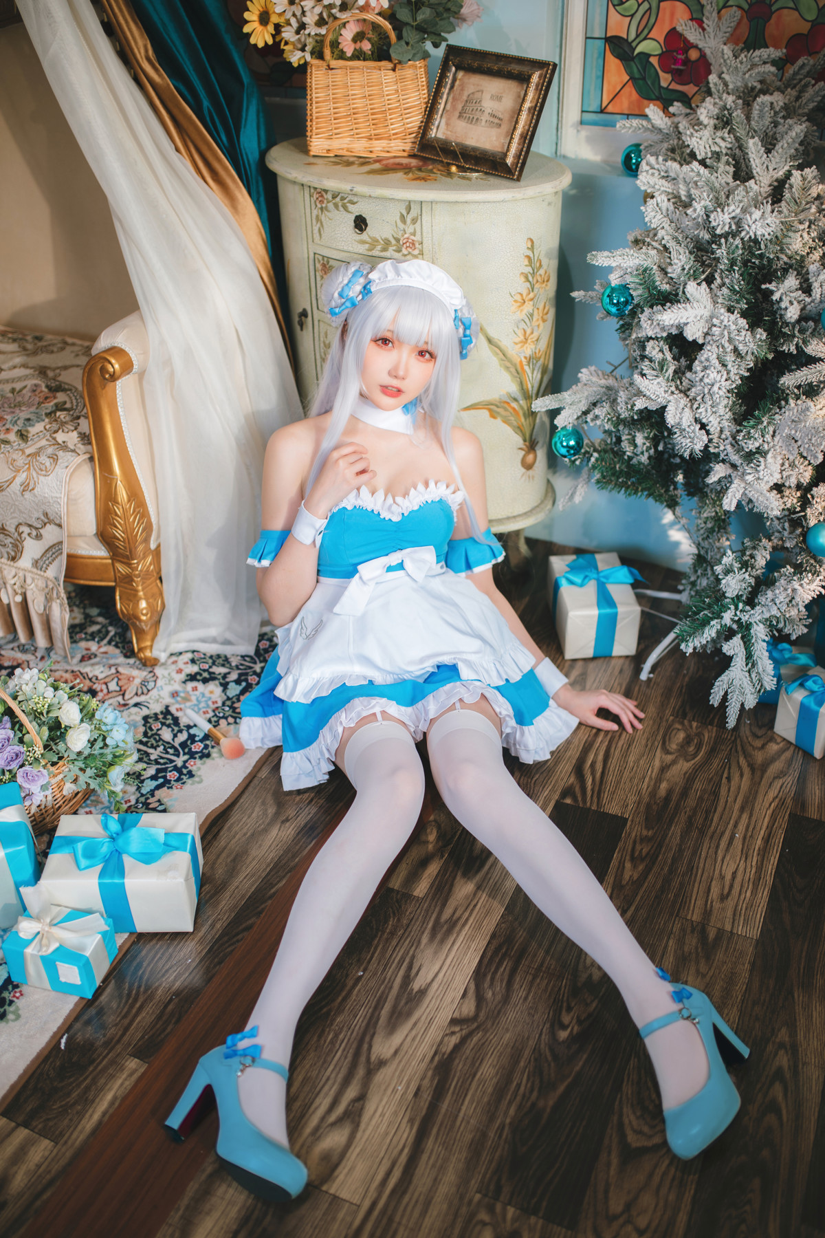 Cosplay 瓜希酱 碧蓝航线 小天鹅女仆 12