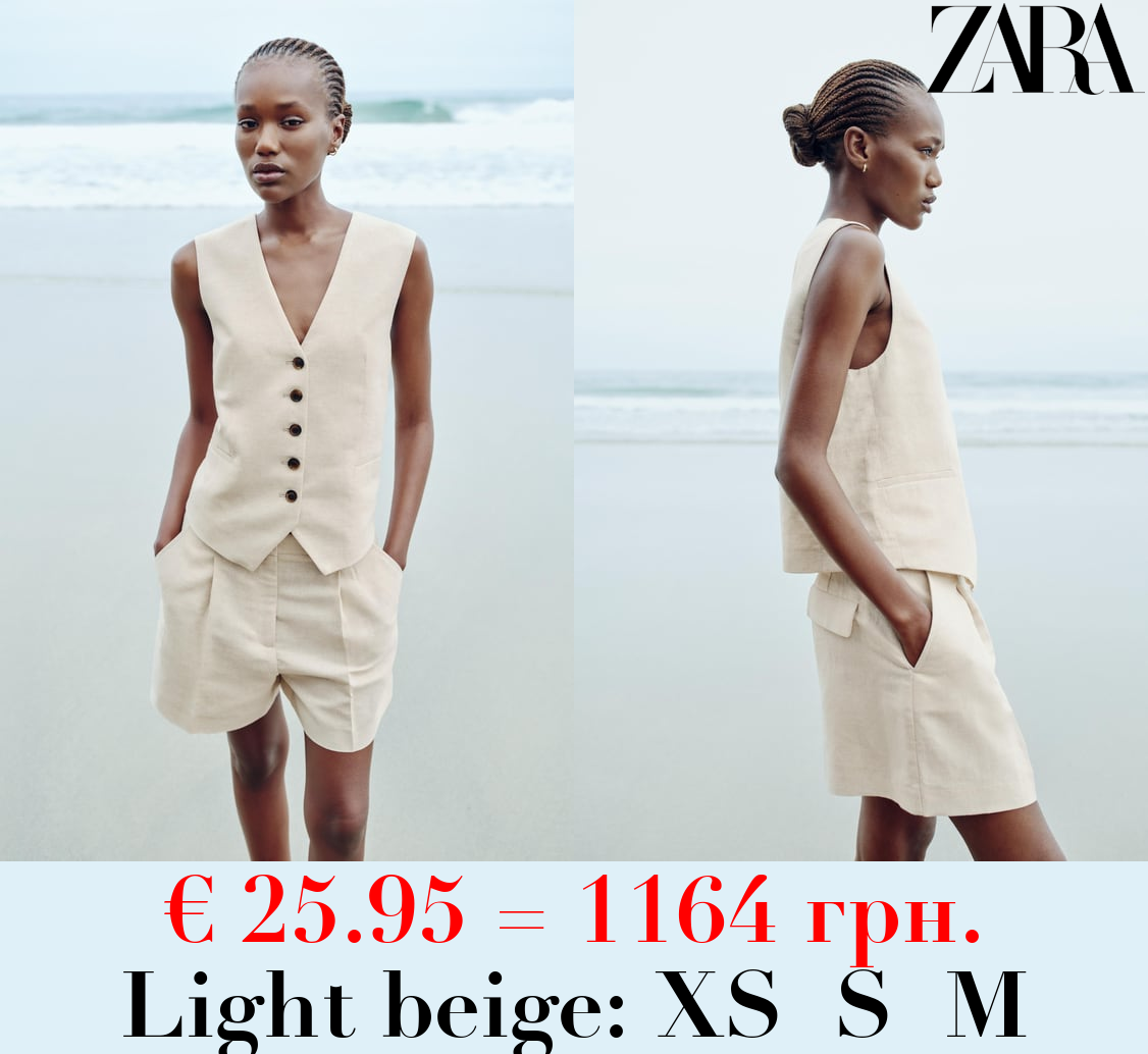 TAILORED LINEN BLEND WAISTCOAT