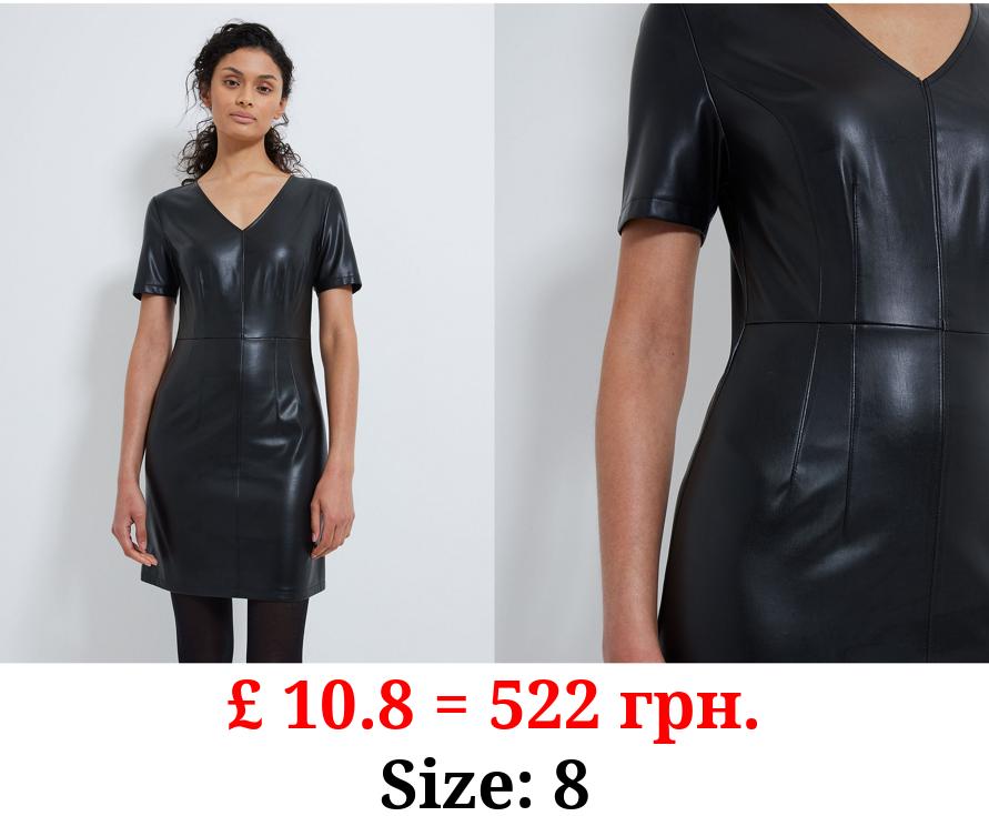 Black Faux Leather Mini Dress