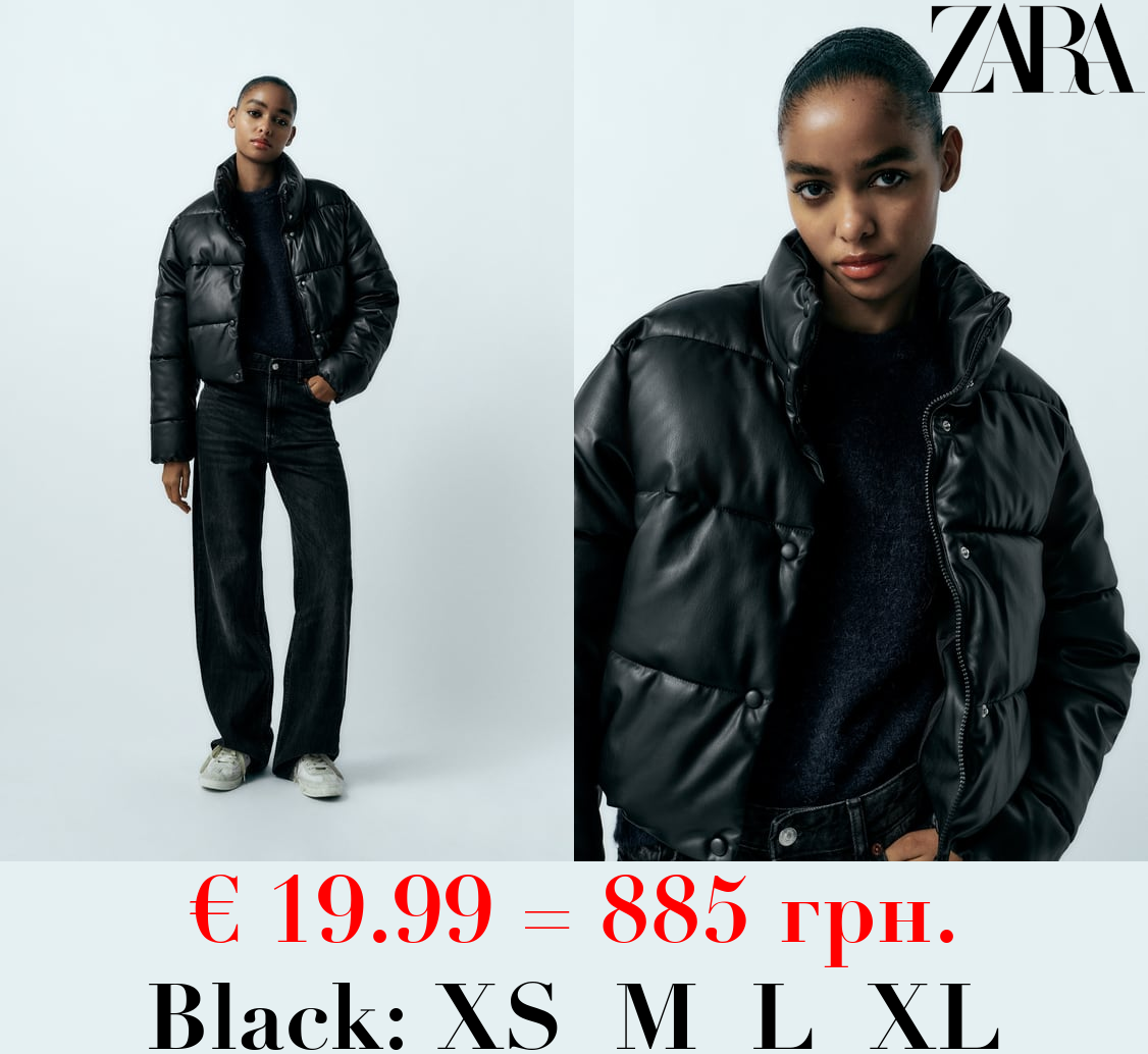 LEATHER EFFECT PUFFER JACKET