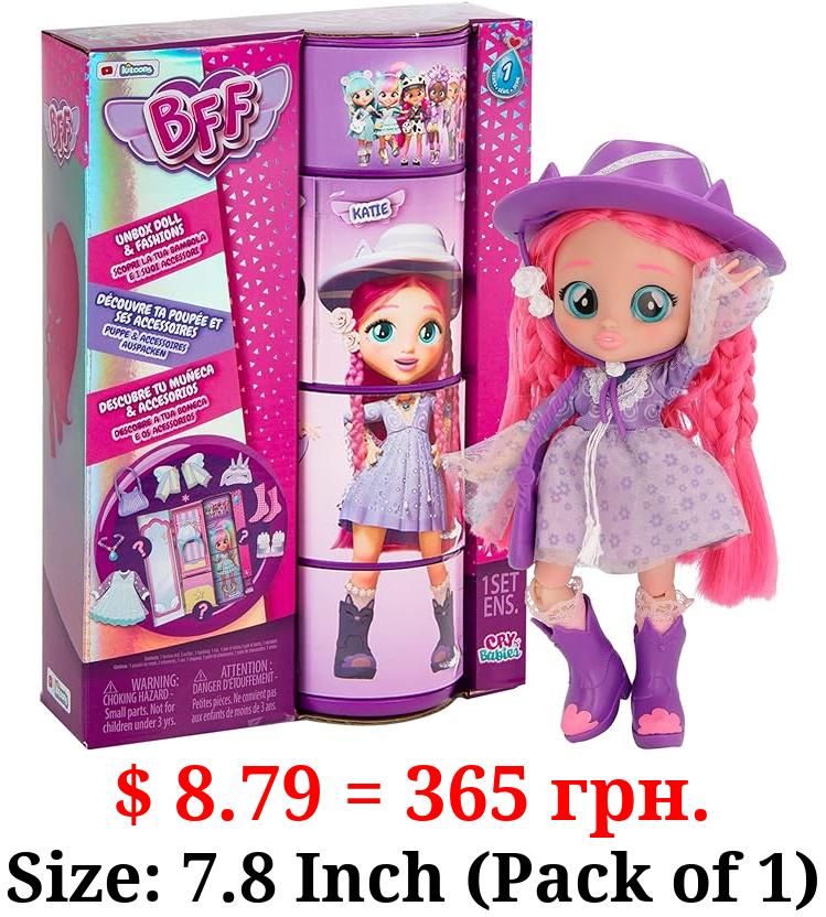 Cry Babies BFF Katie Fashion Doll with 9+ Surprises Including Outfit and Accessories for Fashion Toy, Girls and Boys Ages 4 and Up, 7.8 Inch.