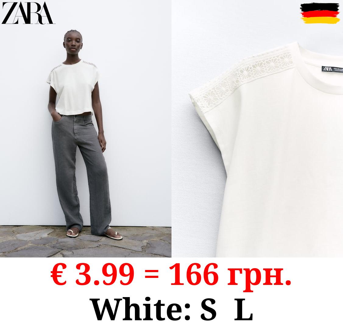 CONTRAST EMBELLISHED TRIM T-SHIRT