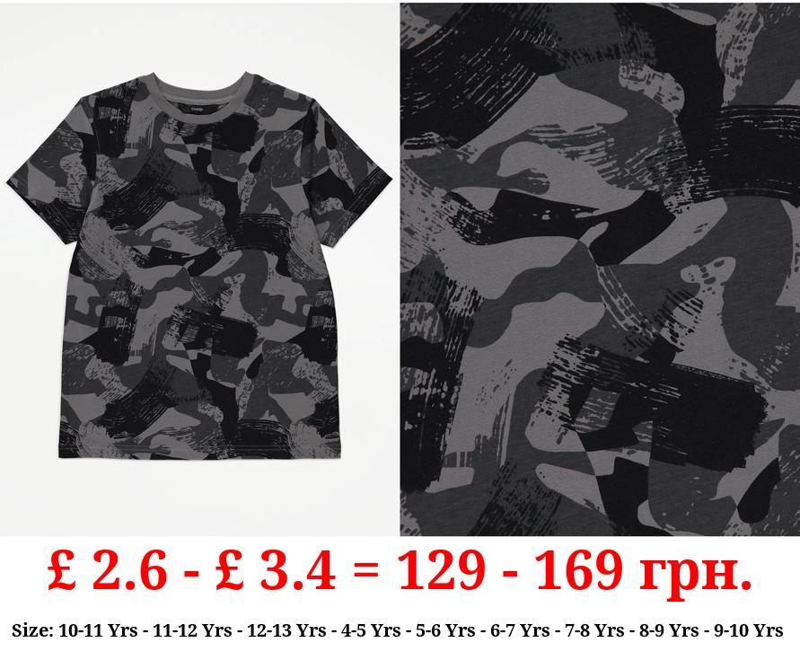 Grey Camouflage Short Sleeve T-Shirt