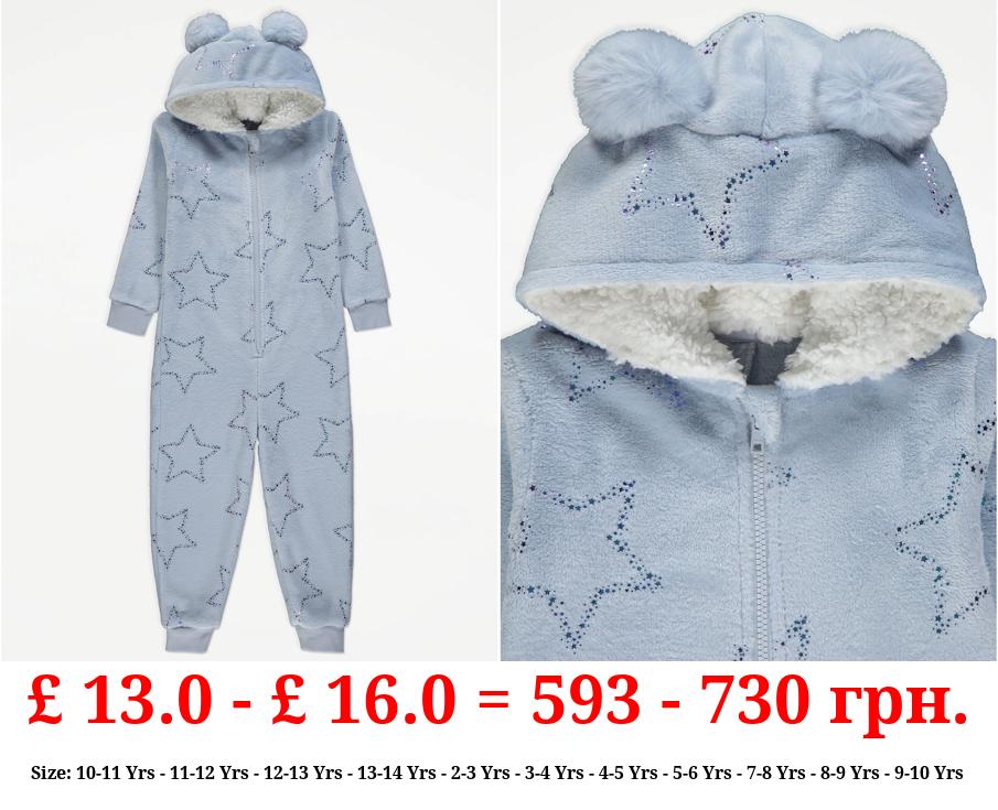 Blue Star Foil Fleece Onesie