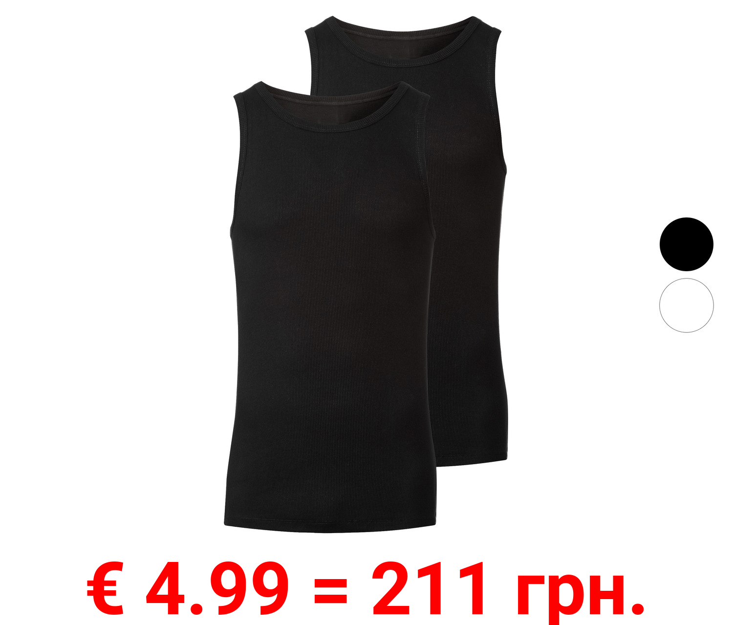 LIVERGY® Herren Achselhemd, 2 Paar, in anschmiegsamer Doppelripp-Qualität