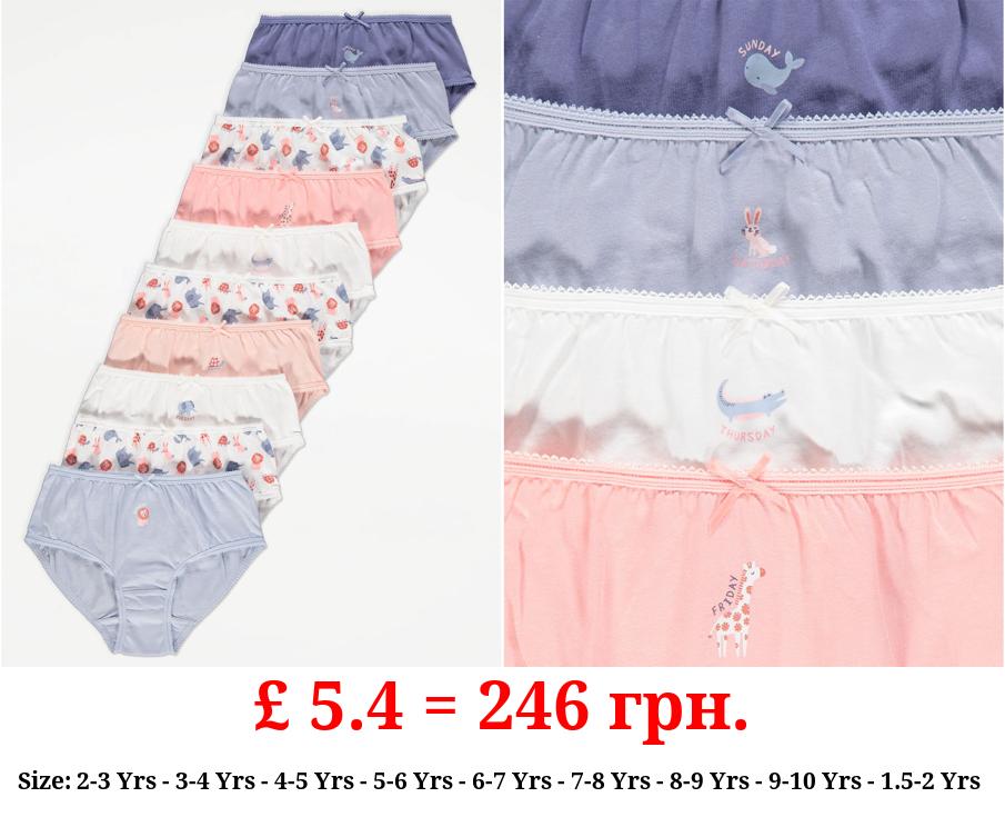 Assorted Animal Days of the Week Knickers 10 Pack