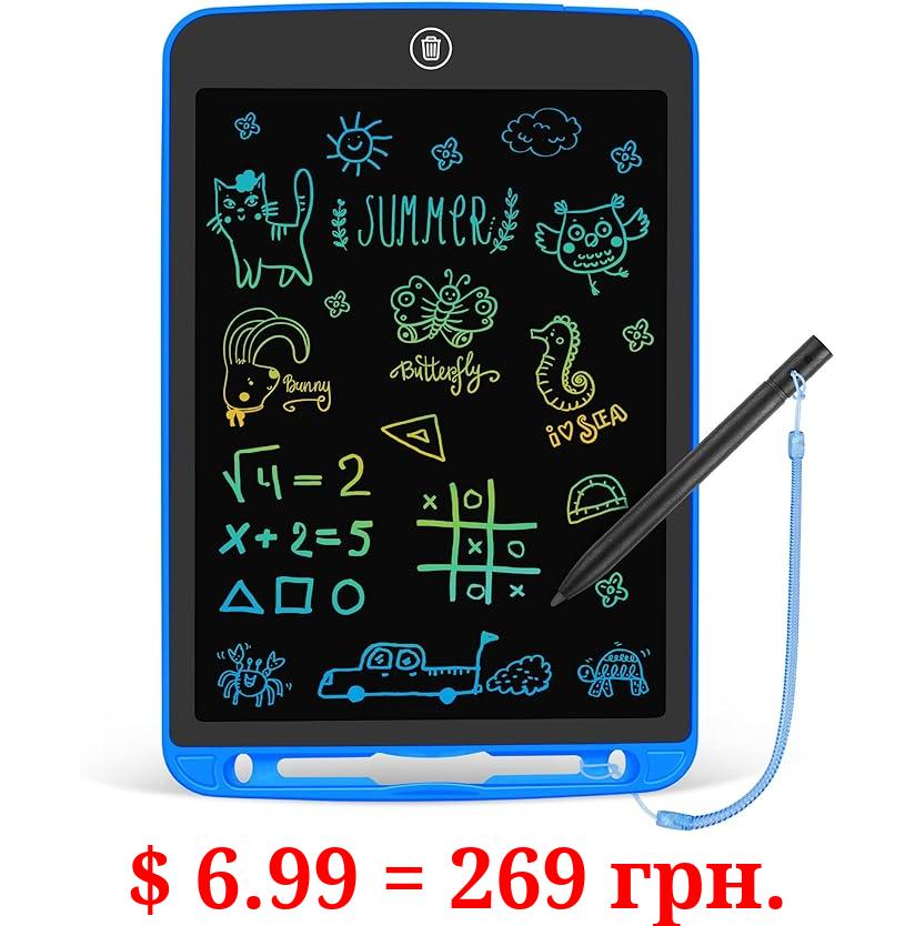 LCD Writing Tablet for Toddlers - 10 Inch Colorful Erasable Doodle Board - Reusable Electronic Painting Pad - Drawing Tablet- Educational Learning Toy for Boys and Girls Kids Ages 3-6 Year Old(Blue)