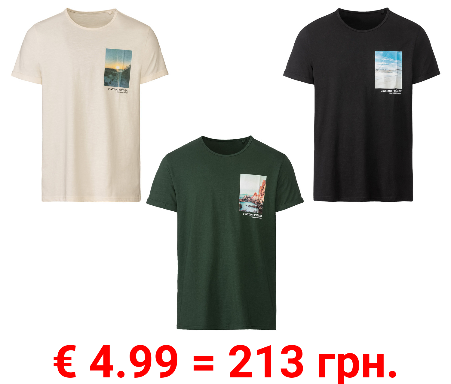 LIVERGY® Herren T-Shirt mit Print, reine Baumwolle
