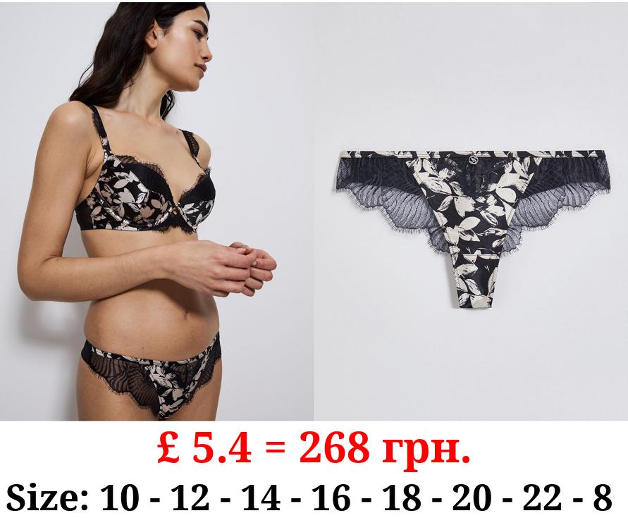 Studio Edit Floral Lace Trim Thong