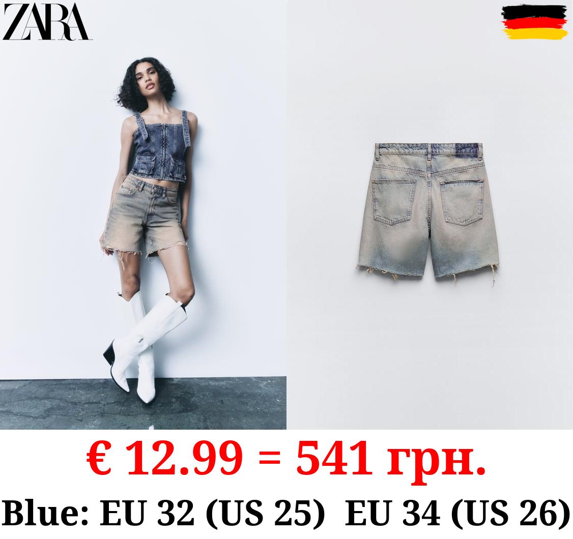 LOOSE FIT DENIM TRF BERMUDA SHORTS