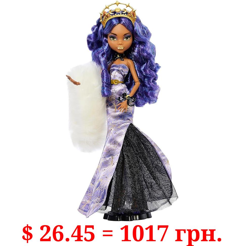 Monster High Doll, Clawdeen Wolf Howliday Collector Edition, Purple Hair and Floor-Length Gown with Furry Boa