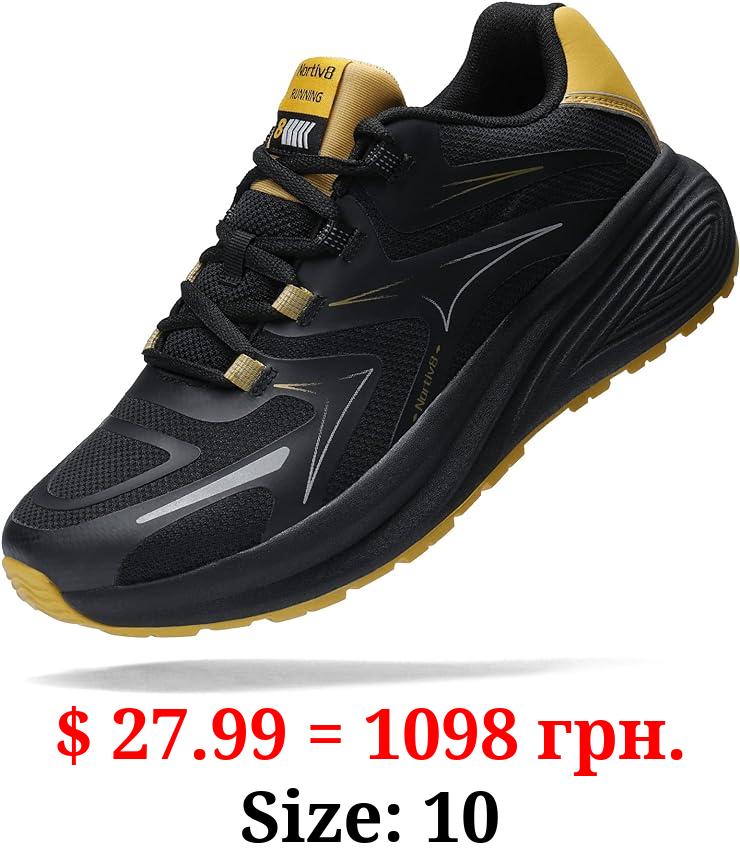 NORTIV 8 Men's Cushioned Trail Running Shoes Rubber Sole Non Slip Lightweight Lace Up Walking Shoe