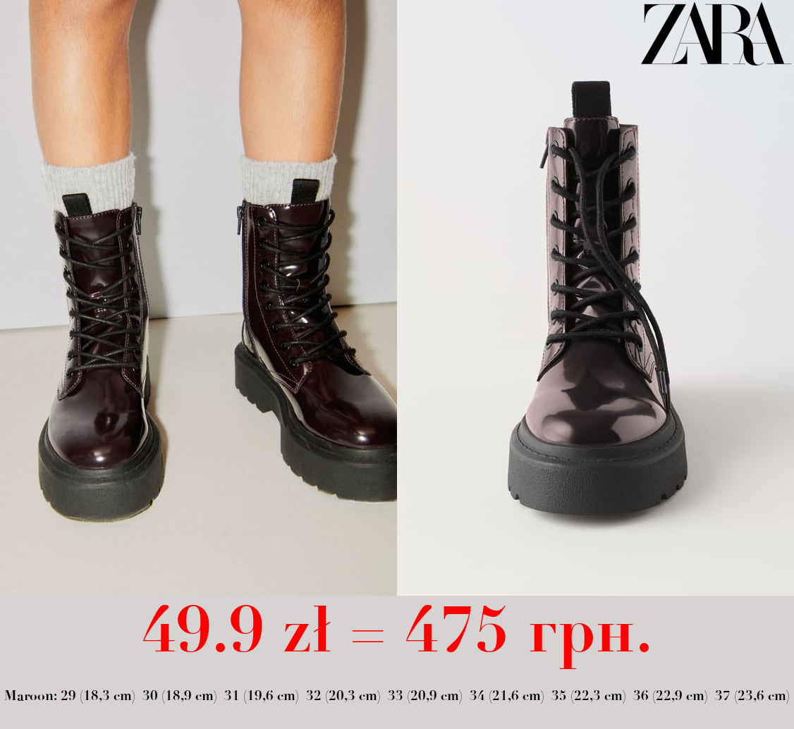 FAUX PATENT ANKLE BOOTS