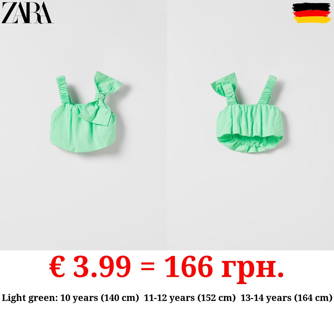 BALLOON POPLIN TOP WITH BOW