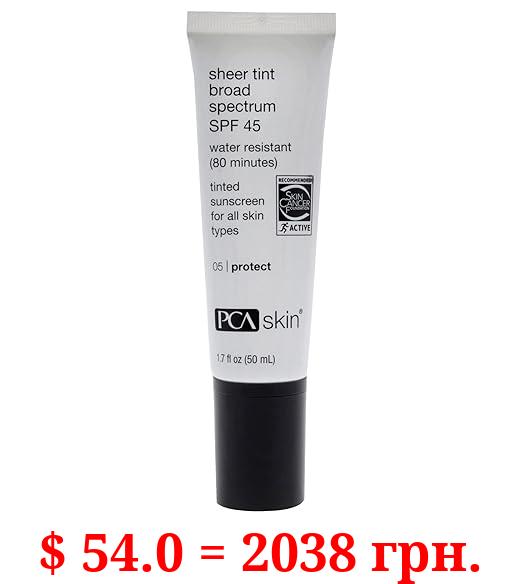 PCA SKIN Sheer Tint Broad Spectrum SPF 45 - Universally-Tinted Water-Resistant Hydrating Sunscreen for Use Alone or Under Foundation & Makeup (1.7 fl oz)