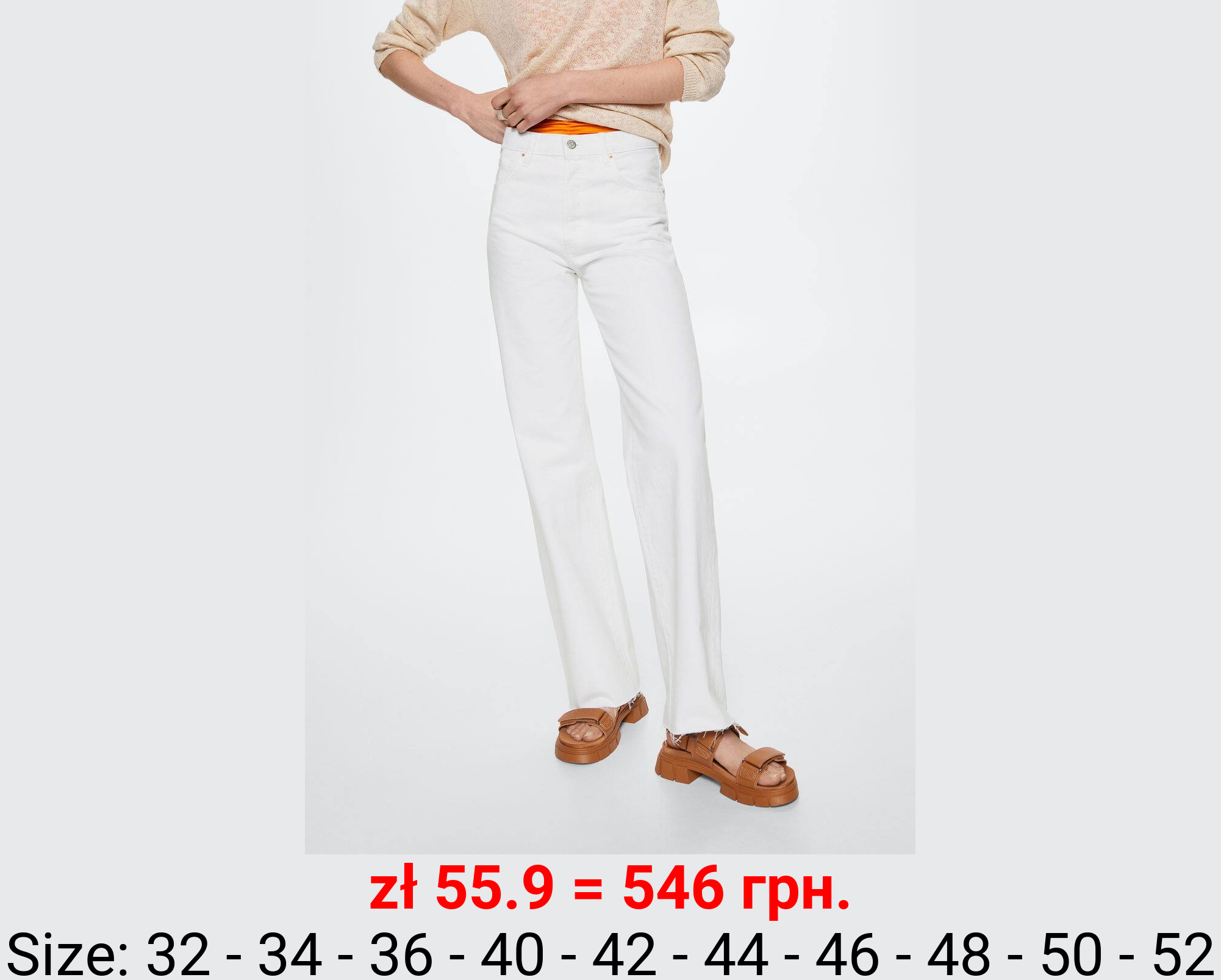 Jeans wideleg tiro alto