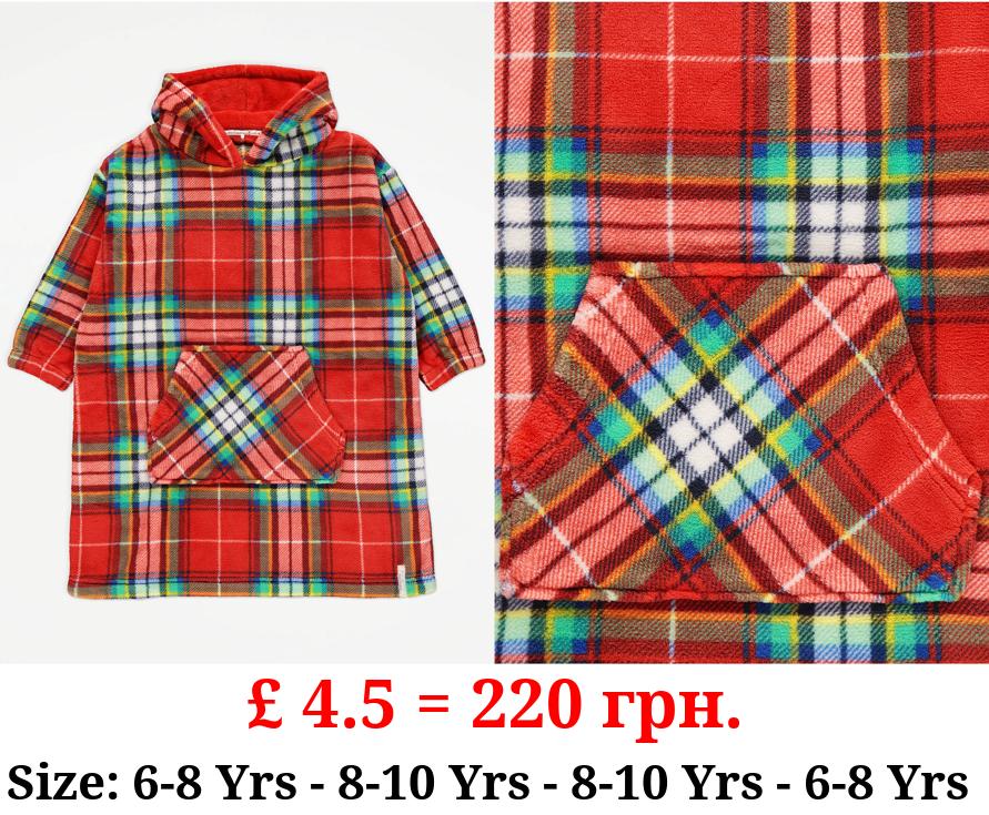 Red Checked Matching Kids Christmas Snuggle Hoodie