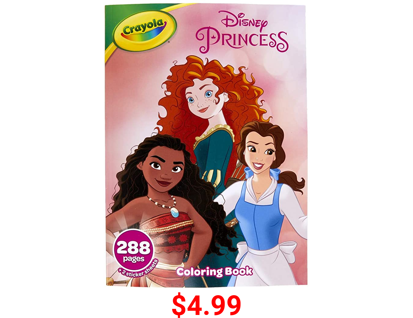 Crayola Disney Princess Coloring Book with Stickers, Gift for Kids, 288 Pages, Ages 3, 4, 5, 6
