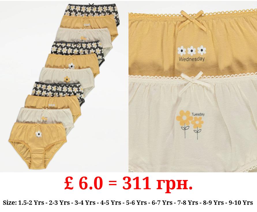 Ochre Floral Days Of The Week Briefs 10 Pack
