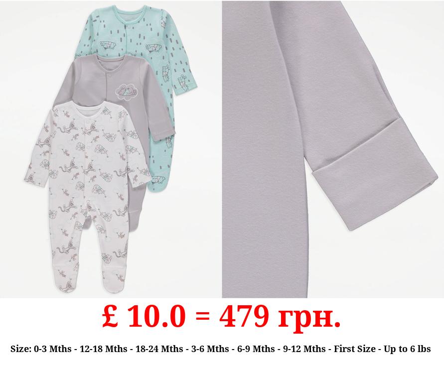 Disney Winnie The Pooh Cloud Sleepsuits 3 Pack