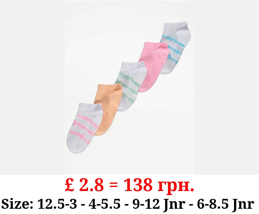 Bright Tie Dye Stripe Trainer Liner Socks 5 Pack