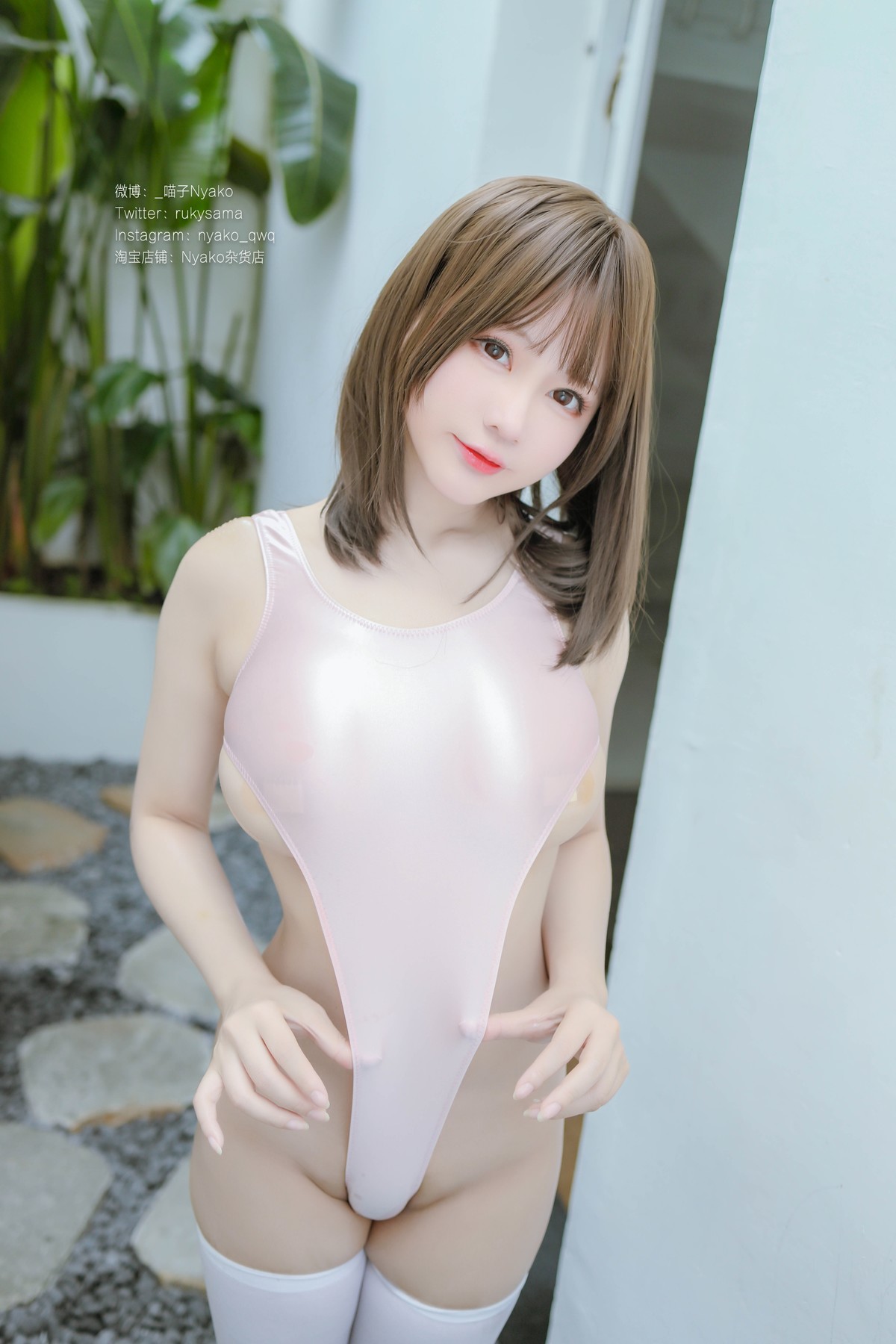 Cosplay Nyako喵子 粉色高叉竞泳 Set.01 5