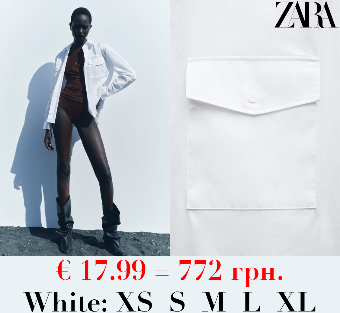 ZW COLLECTION POPLIN SHIRT WITH POCKETS