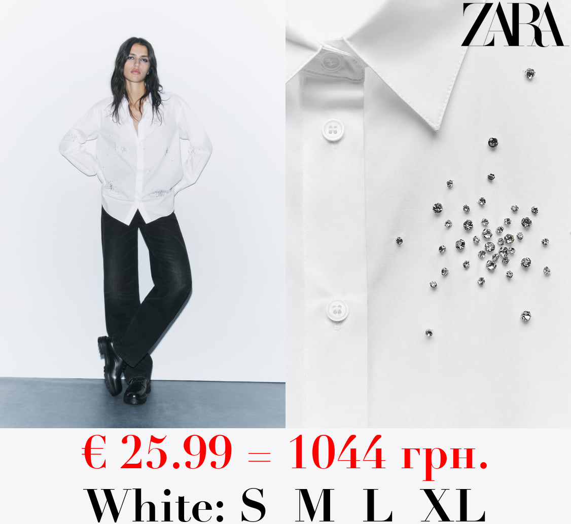ZW COLLECTION EMBROIDERED RHINESTONE SHIRT