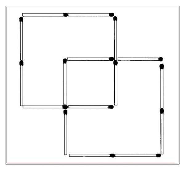 Составьте два квадрата. Квадрат из спичек головоломка. Головоломка спички 3 квадрата. Из 8 спичек 3 квадрата. Головоломка квадрат из палочек.