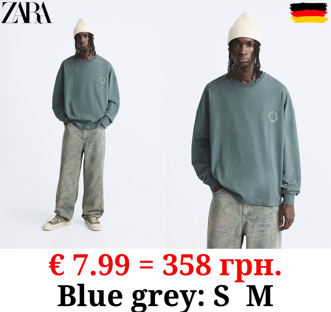 T-SHIRT WITH EMBROIDERED SLOGAN