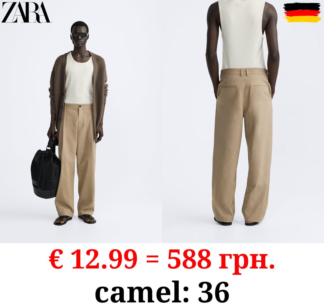 PLEATED COTTON - LINEN TROUSERS
