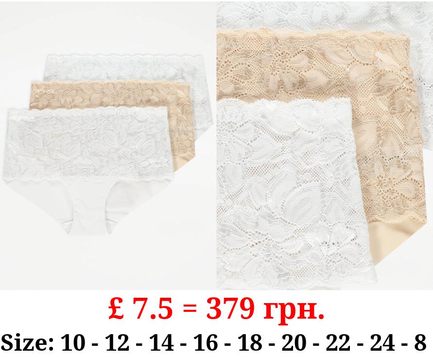 Bandeau Lace Midi Knickers 3 Pack