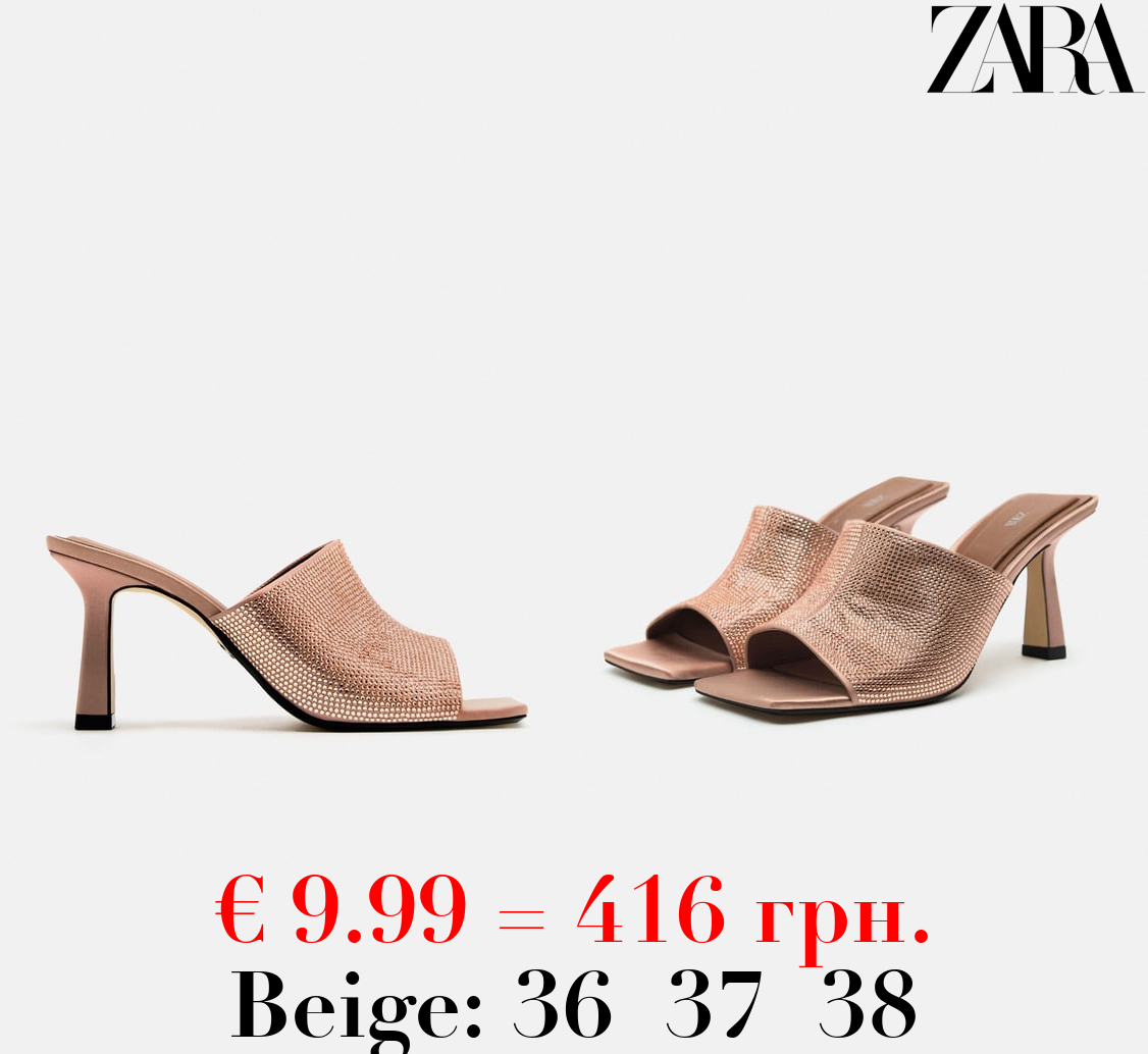 HEELED MULES WITH RHINESTONES