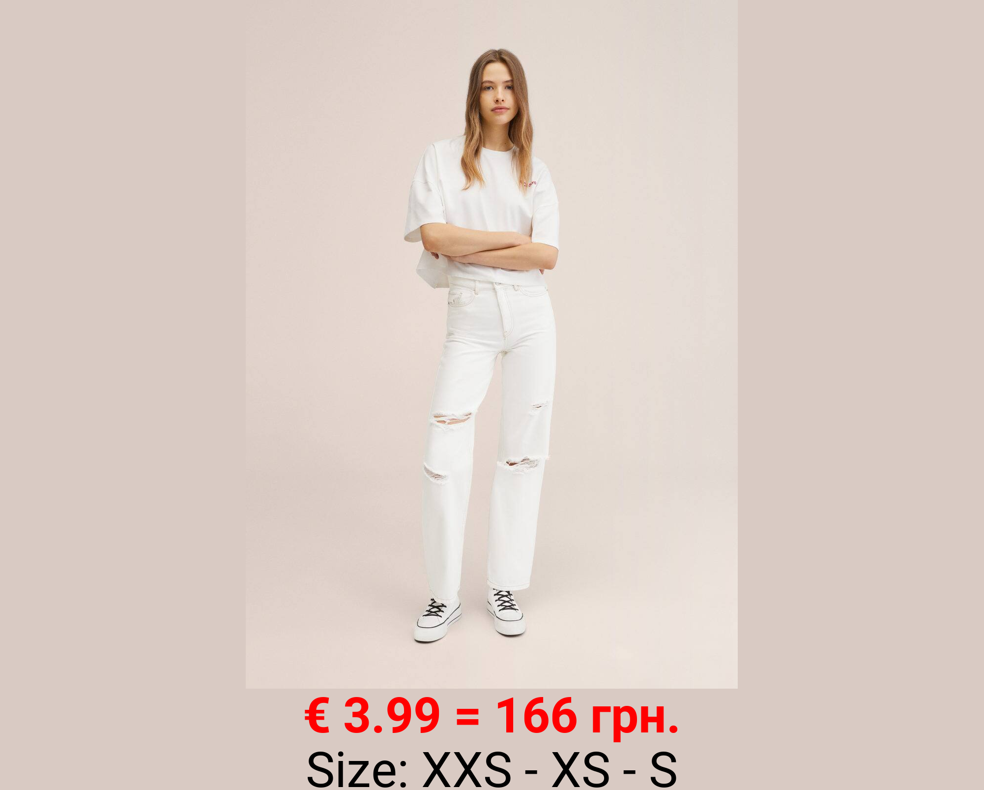 Jeans wideleg rotos decorativos