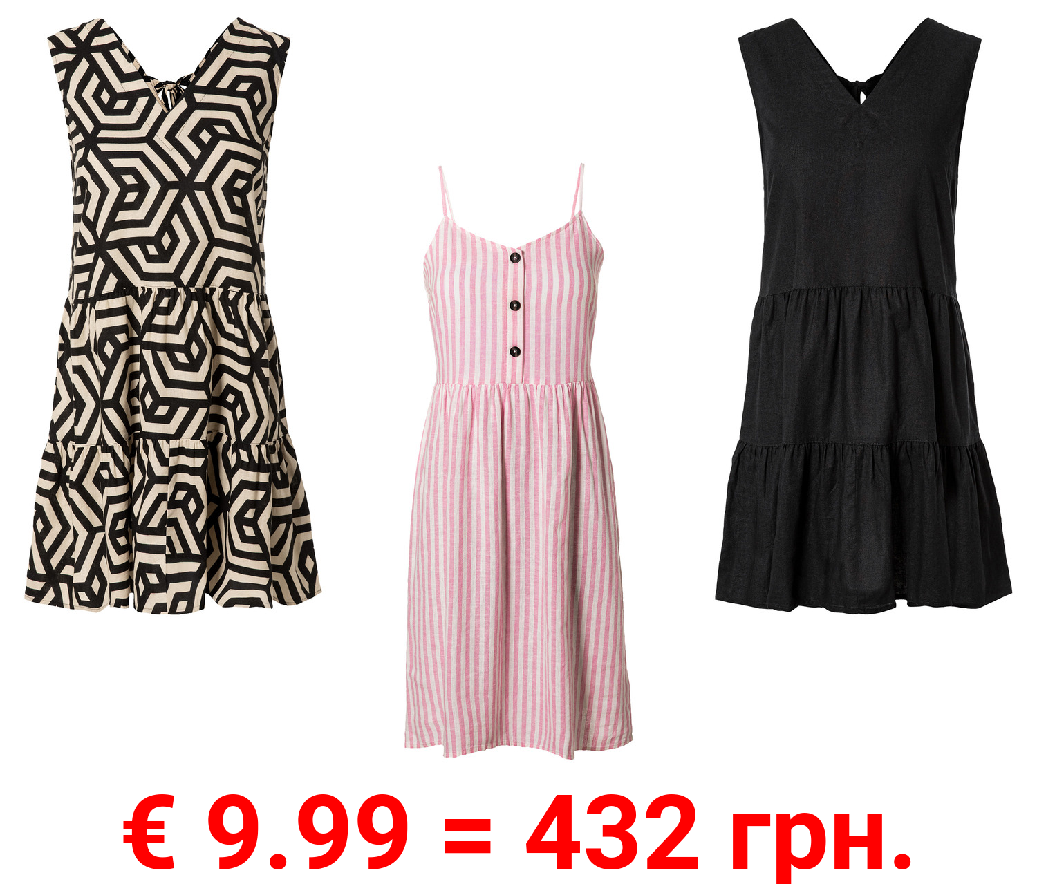 esmara® Damen Leinenkleid mit V-Ausschnitt