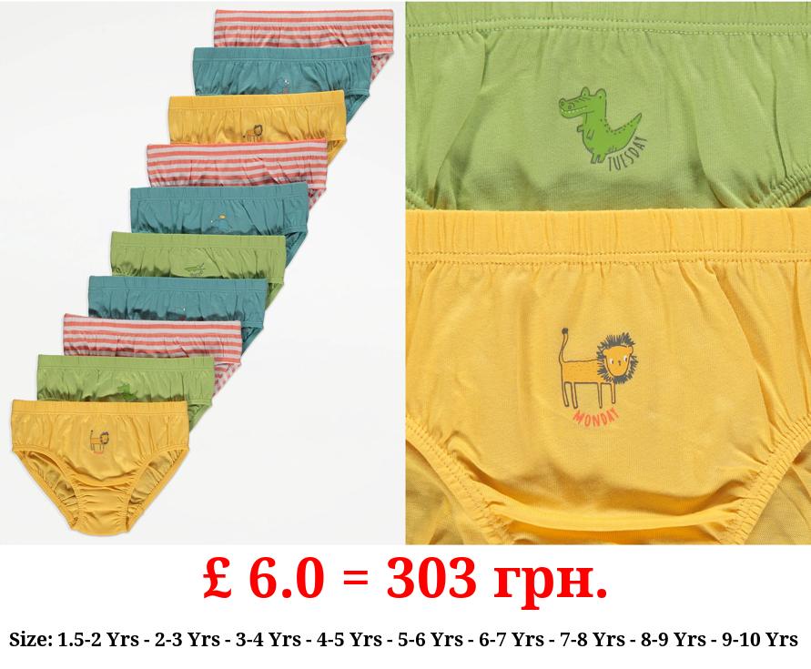 Bright Animal Days of the Week Briefs 10 Pack